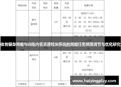 体育健身周期与训练内容浓度检测系统的周期任务频度调节与优化研究